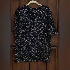 Alfred Dunner Size 18W Lightweight Black White Polka Dot Top